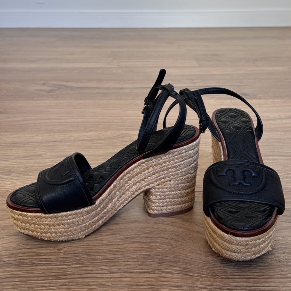 Black Espadrille Wedge Sandals